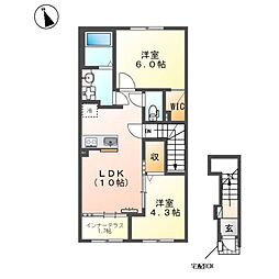 宗像市三郎丸2丁目アパート 2LDKの間取図画像