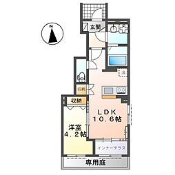 宗像市田久6丁目アパート 1LDKの間取図画像