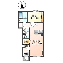 仮)北九州市八幡西区町上津役西2丁目賃貸アパート新築工事 1LDKの間取図画像