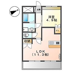 フォーチュンダイス 1階1LDKの間取り