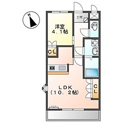 アジャート2 1LDKの間取図画像