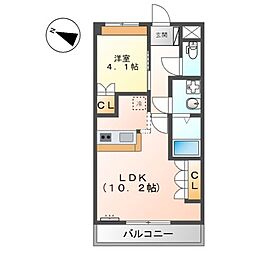 コンフォース三日月 1LDKの間取図画像