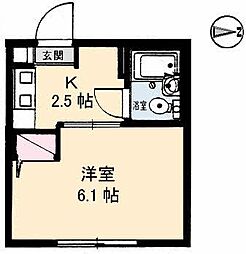 パークハイムふくい 1階1Kの間取り