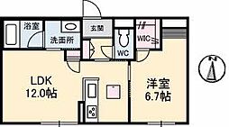 グレースヴィラ西崎 1階1LDKの間取り