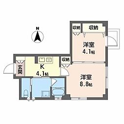 クローバーハウス 3階2Kの間取り