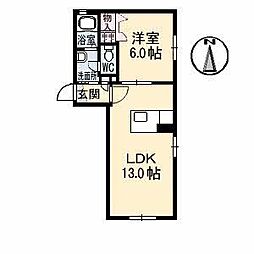 ラ・ヴィータ平井　弐番館 1階1LDKの間取り