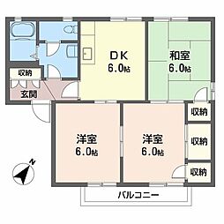 オークス参番館 3DKの間取図画像