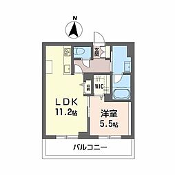 レーベンエイトII 1LDKの間取図画像