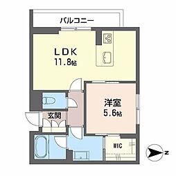 凛 1LDKの間取図画像