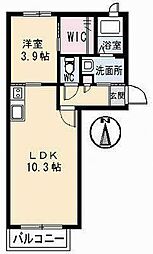 シャーメゾン学南町 1LDKの間取図画像