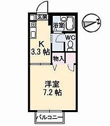 コーポ高見荘 1Kの間取図画像