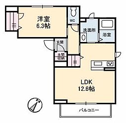 シャーメゾン沖 1LDKの間取図画像