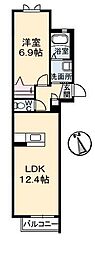 コンソラーレ壱番館 1LDKの間取図画像