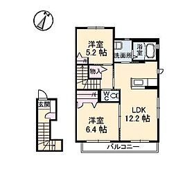 パティオC 2LDKの間取図画像