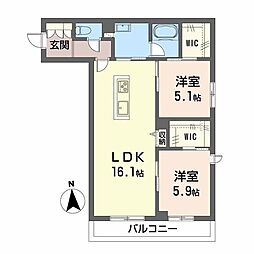 グランフィール 2LDKの間取図画像