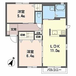 メゾンエルムA 2LDKの間取図画像