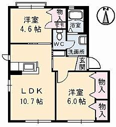 ジョリ・オー3番館 2LDKの間取図画像