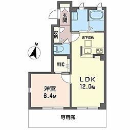グランドール津高弐番館 1LDKの間取図画像