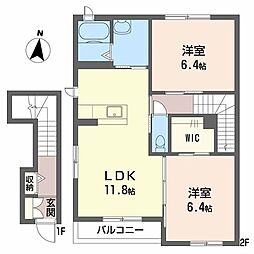 ハイツ・アンジェリーB 2LDKの間取図画像