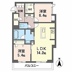 シャーメゾン大元 2LDKの間取図画像