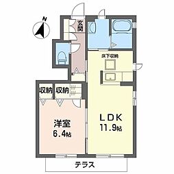 セントポーリアC 1LDKの間取図画像