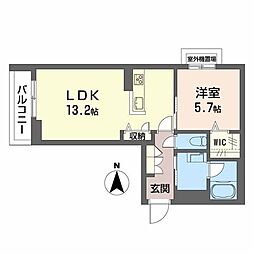 天神山パークメゾン 1LDKの間取図画像