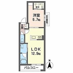 天神山パークメゾン 1LDKの間取図画像
