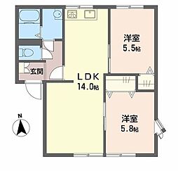 サンディスク米山A 2LDKの間取図画像