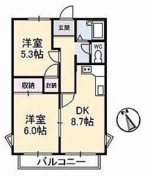 長井コーポ 2DKの間取図画像