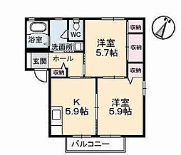 ノースヴェレッジ2C 2Kの間取図画像