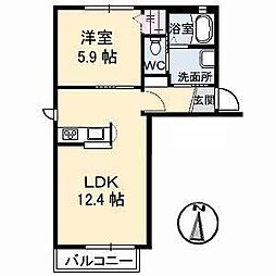 グロリオーサ 1LDKの間取図画像