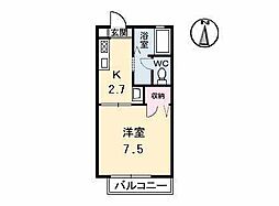 ディアエスタA 1Kの間取図画像