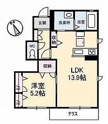 ベルポスト 1LDKの間取図画像