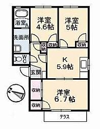 サンライン川入B 3Kの間取図画像