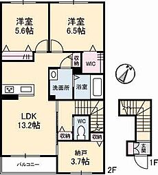 ニンナ・ナンナA 2SLDKの間取図画像