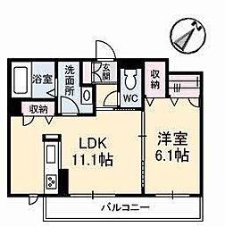 シャーメゾンタウン倉敷運動公園前D 1LDKの間取図画像