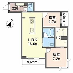 トリフォリア 2LDKの間取図画像