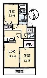 ノーブル田ノ上 2LDKの間取図画像