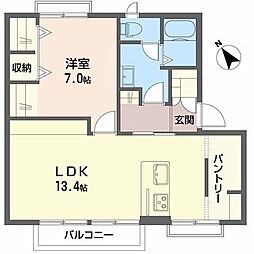 サンファミリアB 1LDKの間取図画像