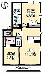 ソレアード2A 2LDKの間取図画像