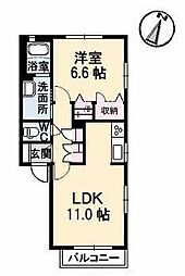 リアンA 1LDKの間取図画像