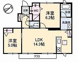 ミレーコラジオ福田公園A棟 2LDKの間取図画像