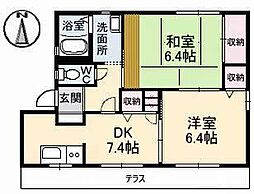 ジョワイユマーサC 2DKの間取図画像