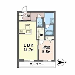 mimosa 1LDKの間取図画像