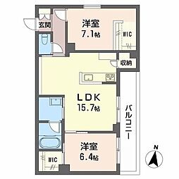 インセプション 2LDKの間取図画像