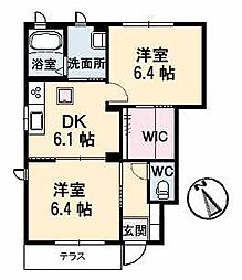 SincereB 2DKの間取図画像