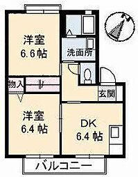 サングランデ 2DKの間取図画像
