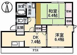 ジョワイユマーサC 2DKの間取図画像
