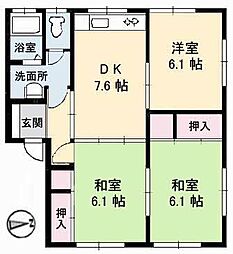 チェリーブロッサム A0102 1階3DKの間取り