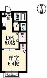 シャーメゾン．エル A0101 1階1DKの間取り